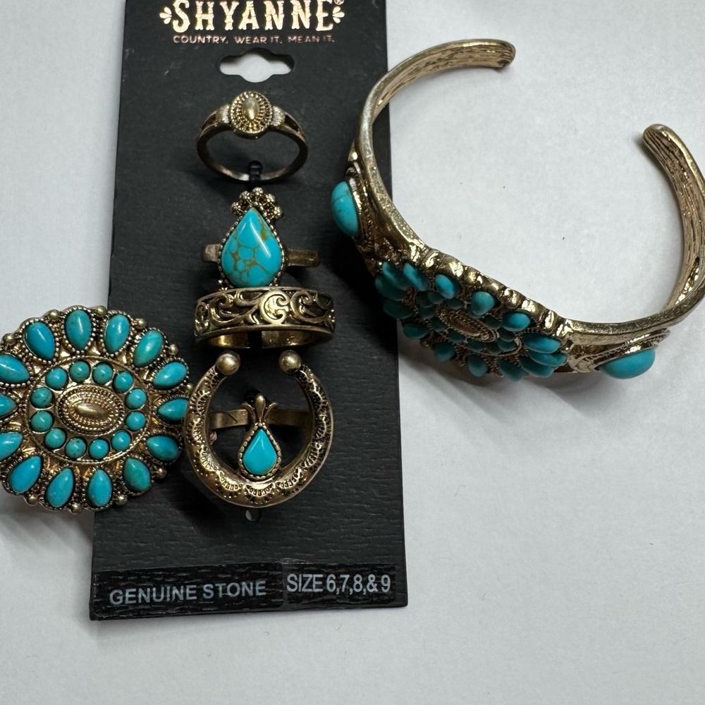 Shyanne Turquoise and Rings & Bracelet Gold Jewelry Collection - Picture 3 of 3